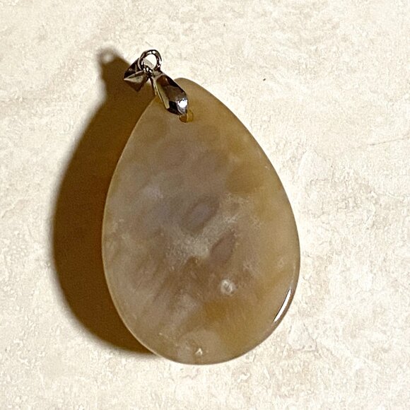 Natural Agate Pendant, Large Genuine Gemstone Water Drop Pendant - Picture 2 of 11